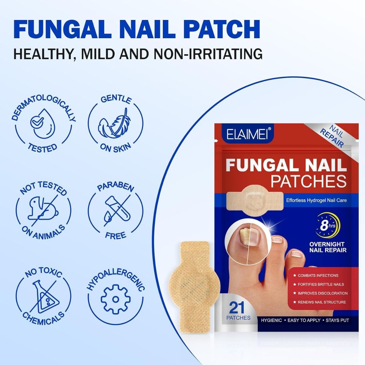 FungalPatches, regenerační náplasti pro péči o poškozené nehty (21 ks.) (1+1 ZDARMA ) - Image 4