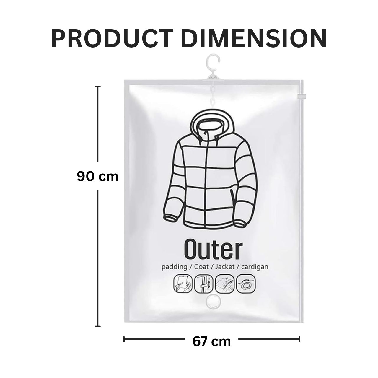 Bagsy, závěsné vakuové pytle na ukládání oblečení (4 ks.)