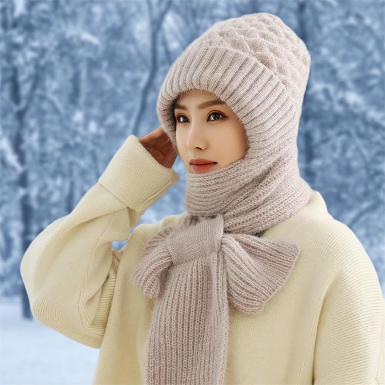 CapScarf, dámská zimní čepice se šitým šálkem - Image 5