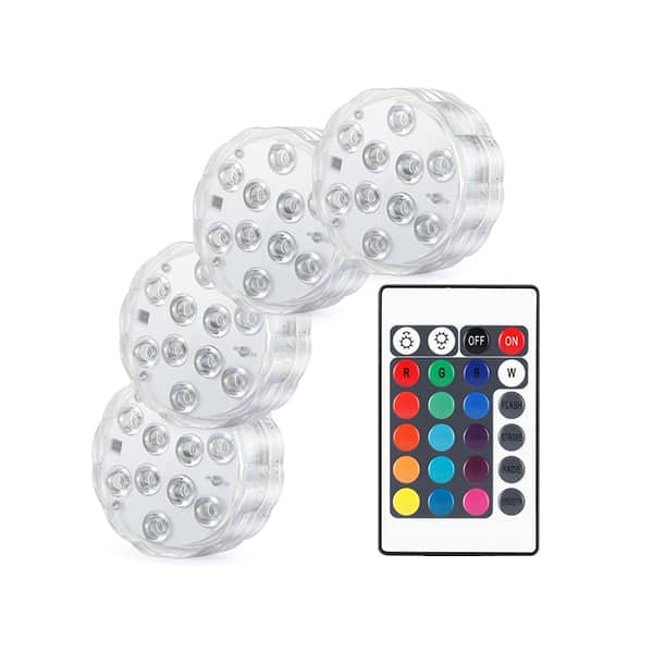 GlowWaterLights, 4 vodotěsné LED světla s dálkovým ovládáním