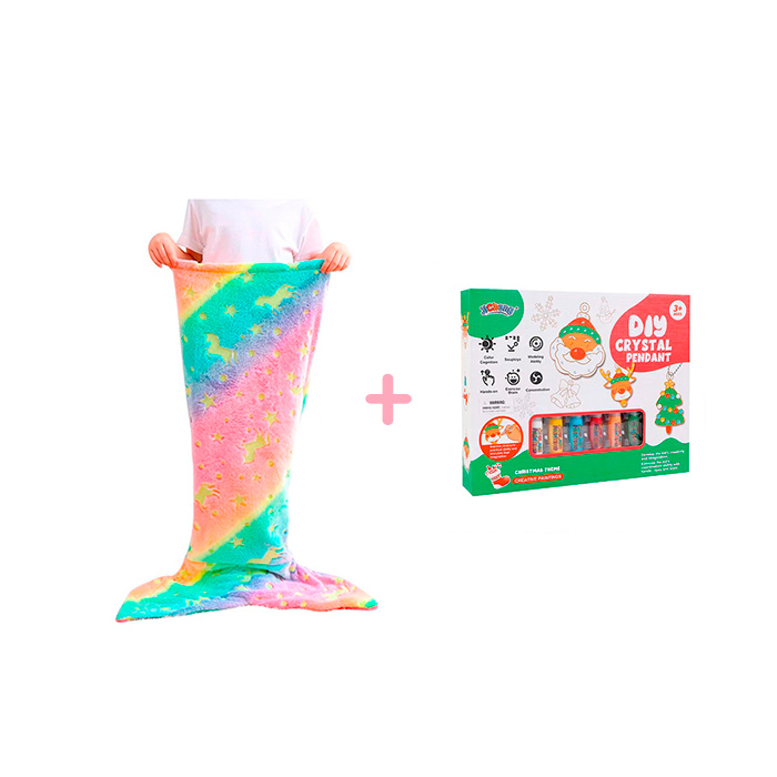 MermaidArtCraft, dárkový set s dekou pro dívky a vánočním přívěskem ZDARMA