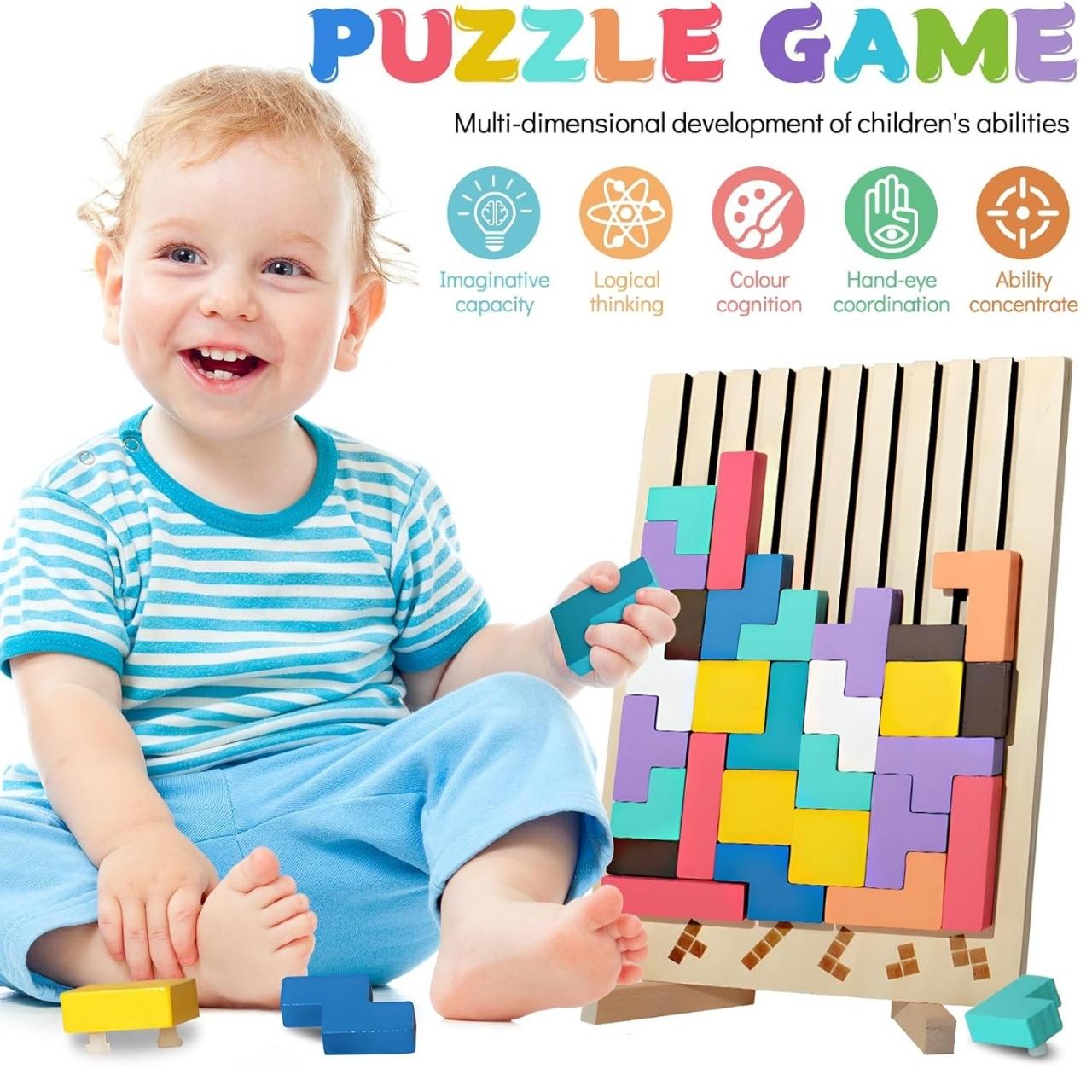Tetris, dřevěná didaktická hračka - Image 2